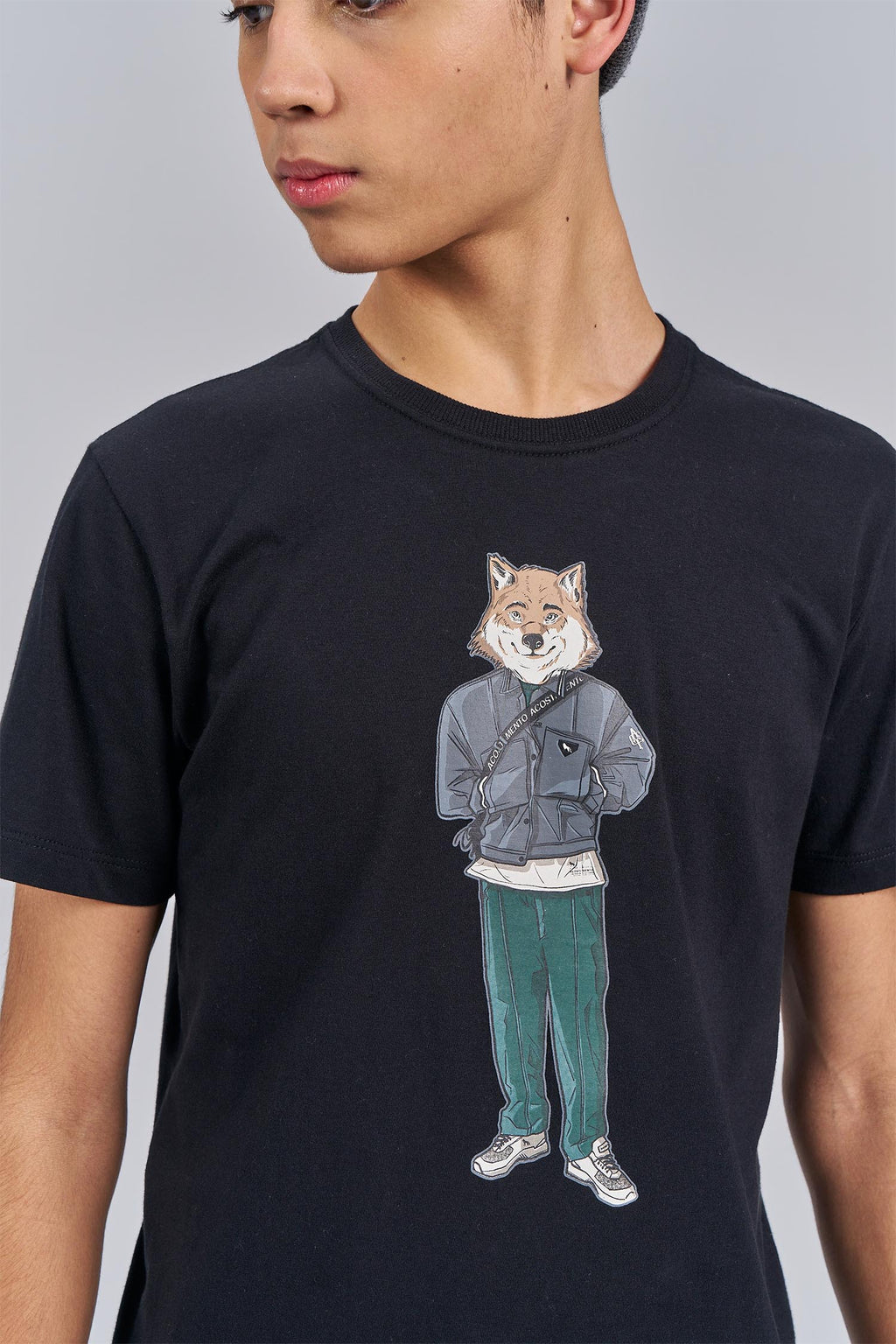 Camiseta Human Wolf Menino Acostamento Next Preto