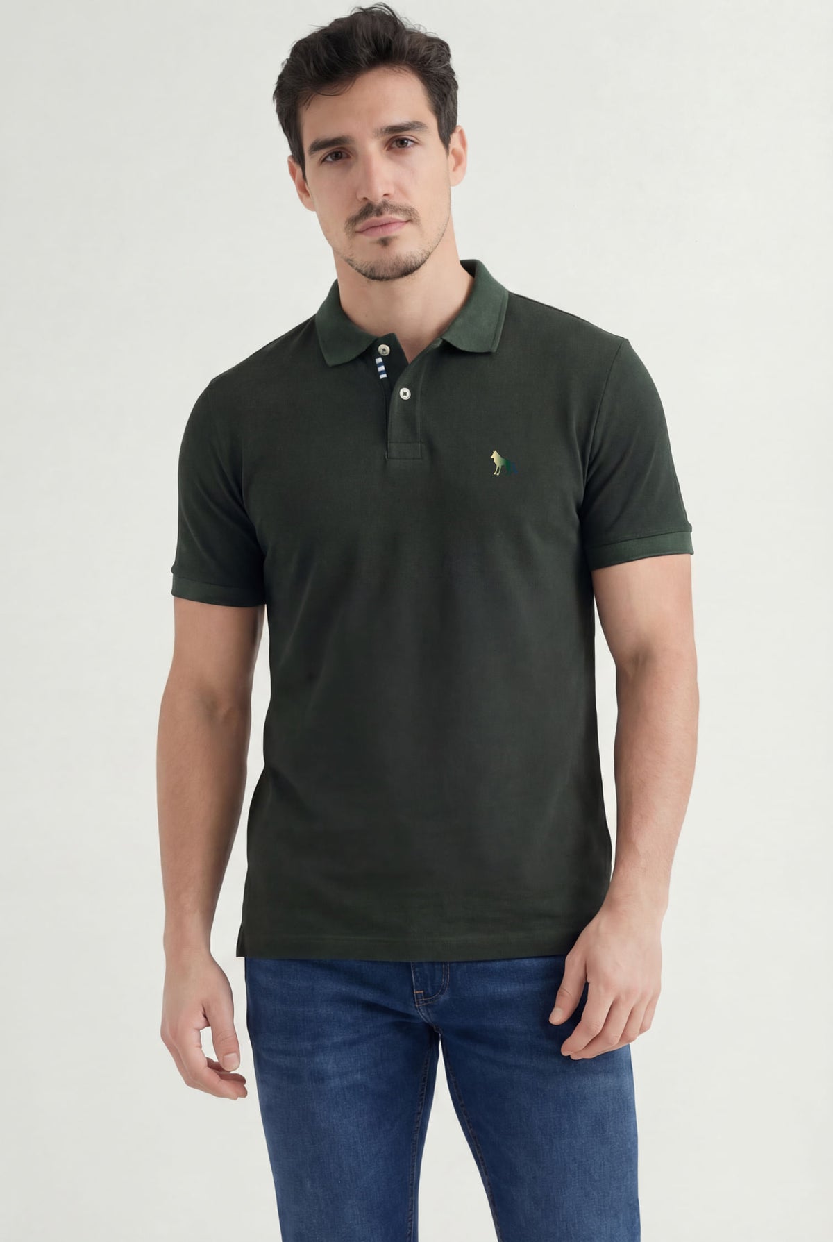 Polo Copa Básica Masculina Acostamento Verde Folhagem