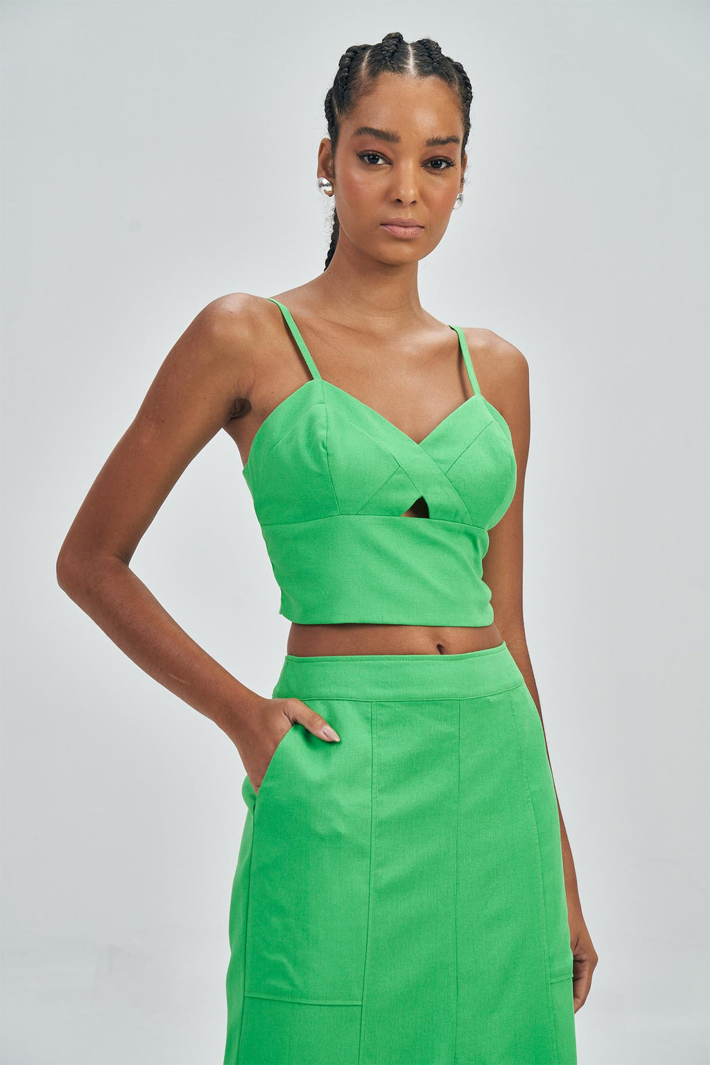 Top Decote Coração Feminina Acostamento Green Light