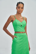Top Decote Coração Feminina Acostamento Green Light