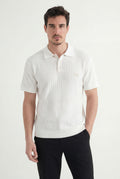 Polo Tricot Texturizado Masculina Acostamento Off White