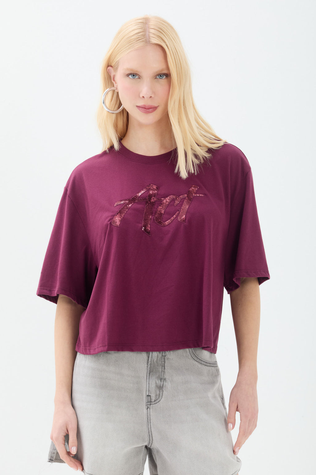 T-shirt Fashion Manga Ampla ACT Feminina Deep Ruby