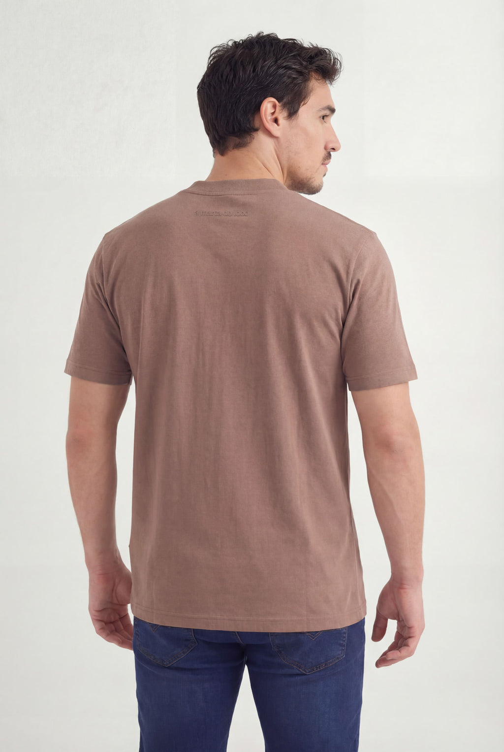 Camiseta Lobo Frontal Masculina Acostamento Marrom Castanho