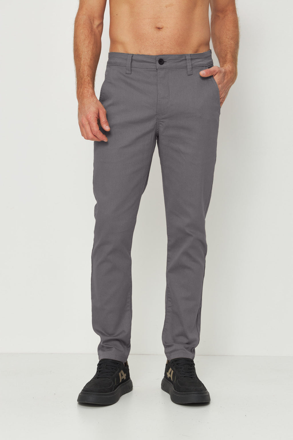 Calça Sarja Casual Masculina Acostamento Chumbo