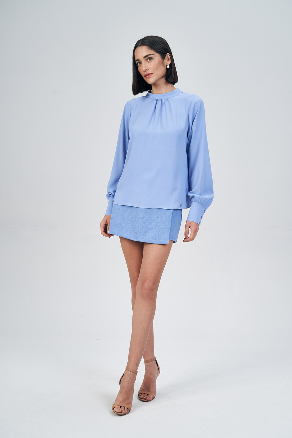 Blusa Detalhe Franzido Feminina Acostamento Preto