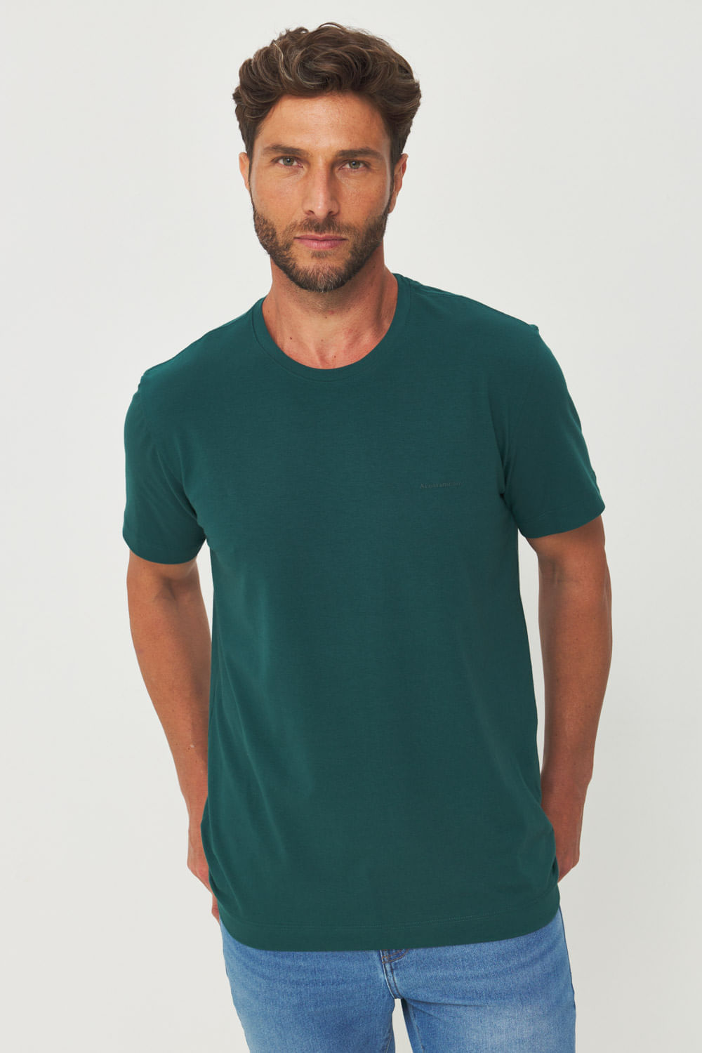 Camiseta Mini Lettering Masculina Acostamento Verde Profundo