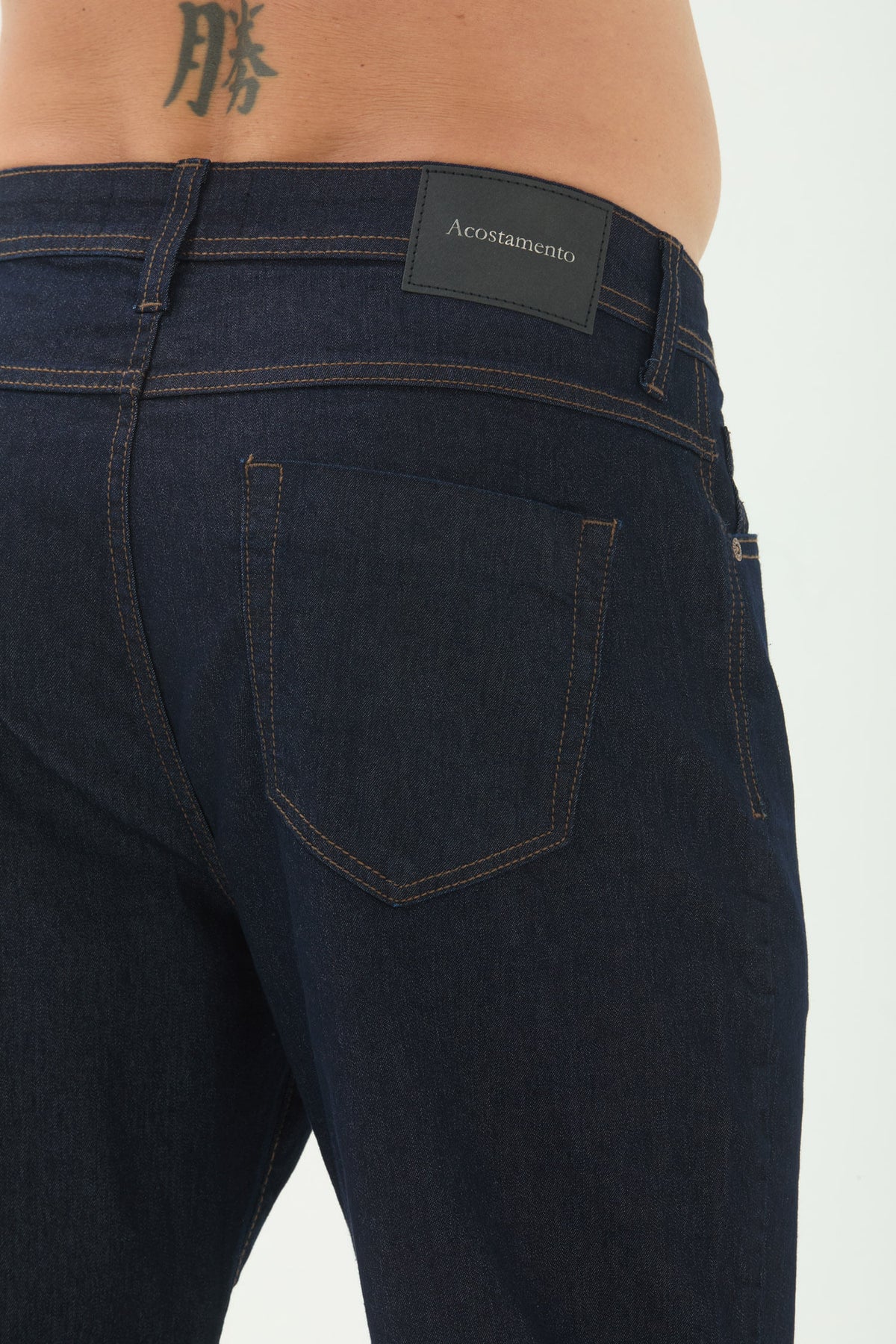 Calça Jeans Escuro Regular Masculina Acostamento Jeans Escuro