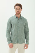 Camisa Manga Longa Texturizada Masculino Acostamento Mescla Verde