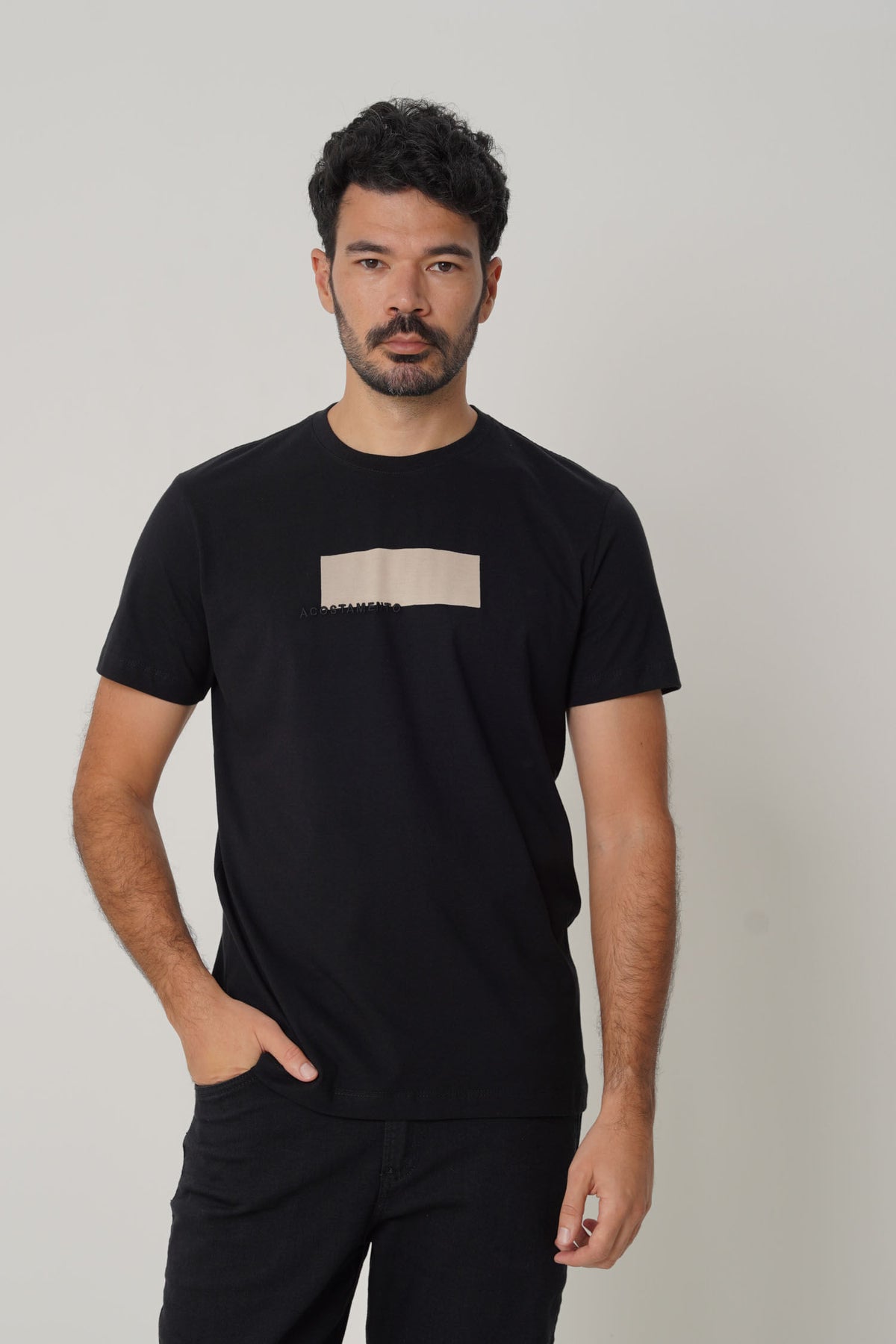 Camiseta Casual Bordada Masculina Acostamento Branco