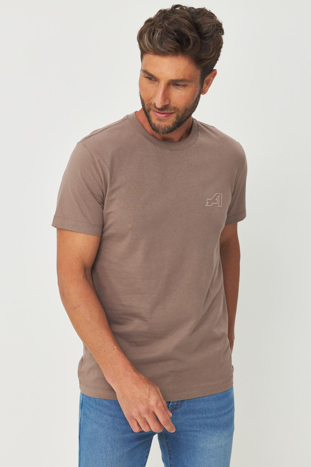 Camiseta Estampa Costas Masculina Acostamento Capuccino
