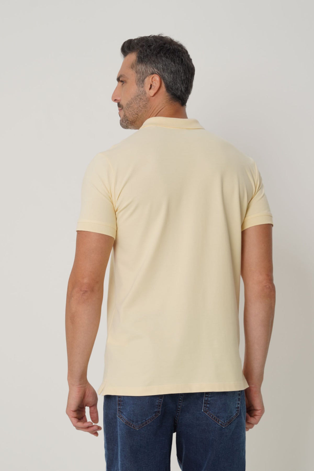 Polo Bordada Casual Masculina Acostamento Amarelo Sunlight