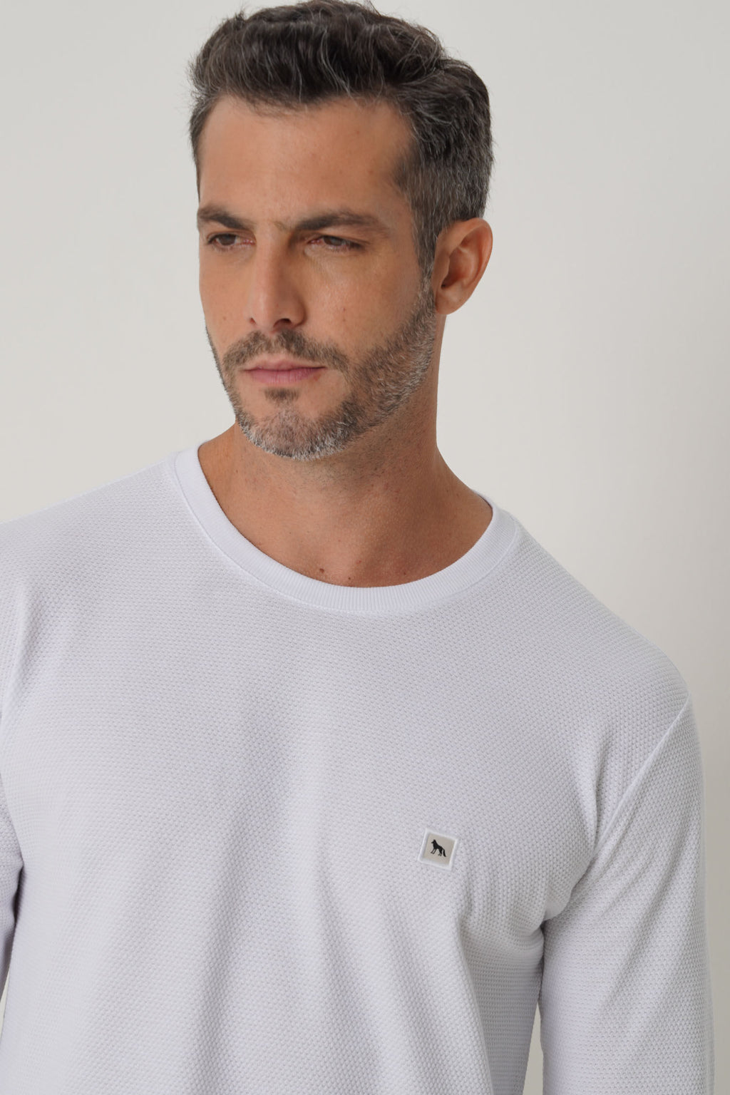 Camiseta Manga Longa Masculina Acostamento Branco