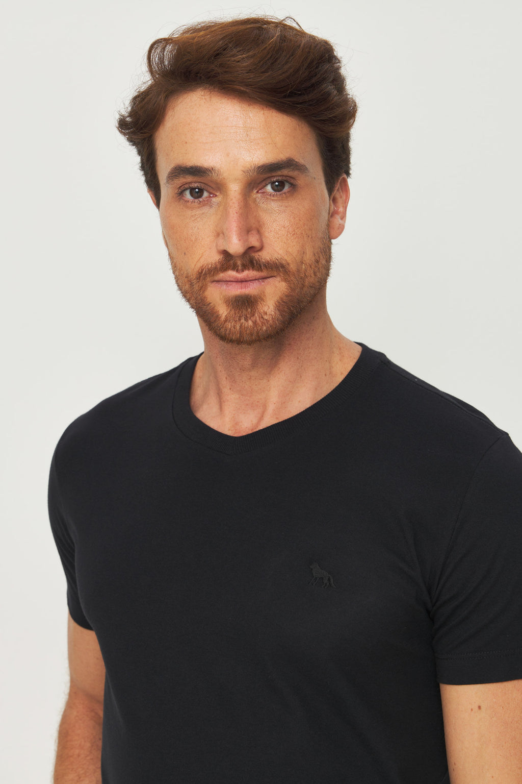 Camiseta Casual Gola V Masculina Acostamento Preto