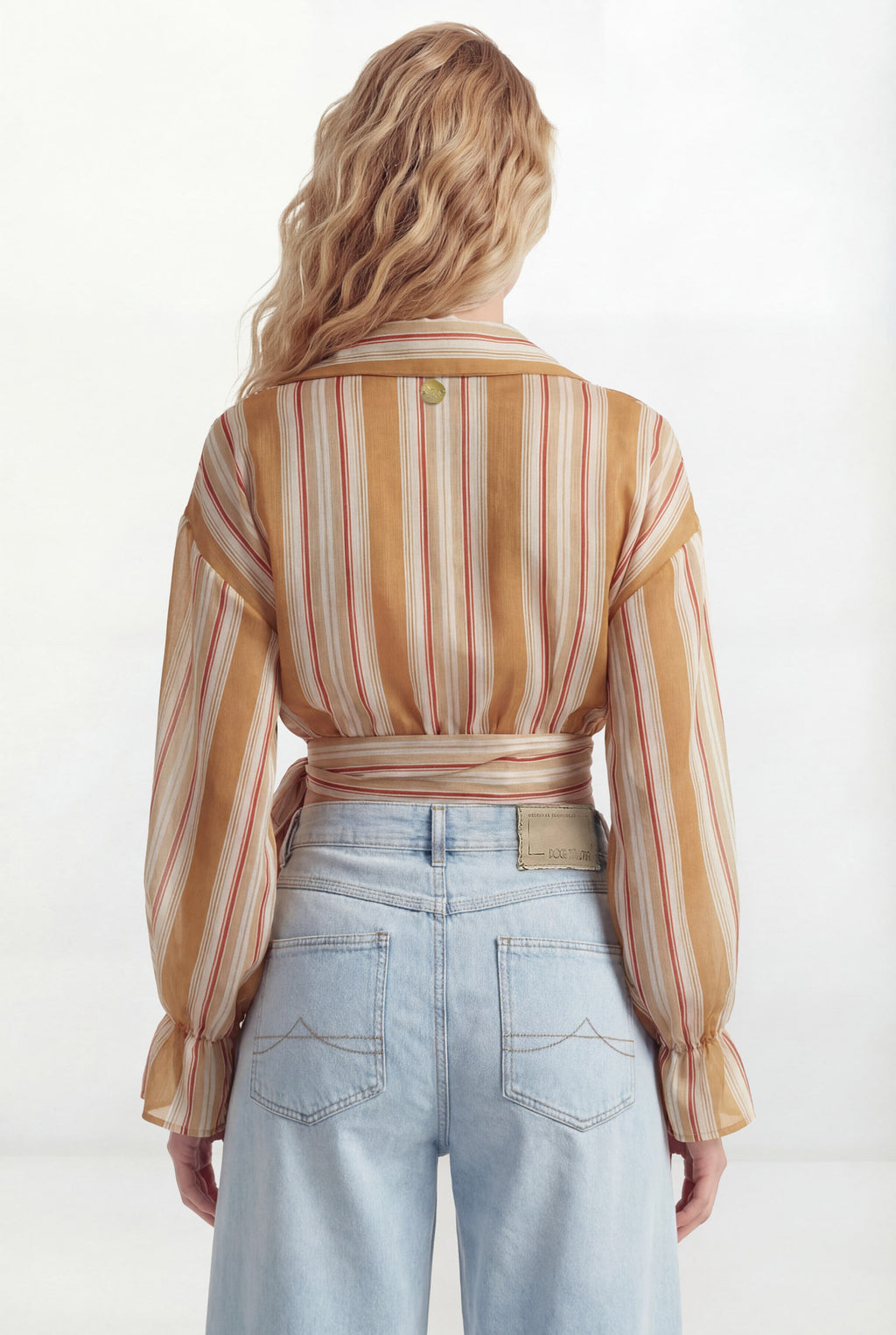 Camisa Com Amarração ACT Feminina Caramel Stripes