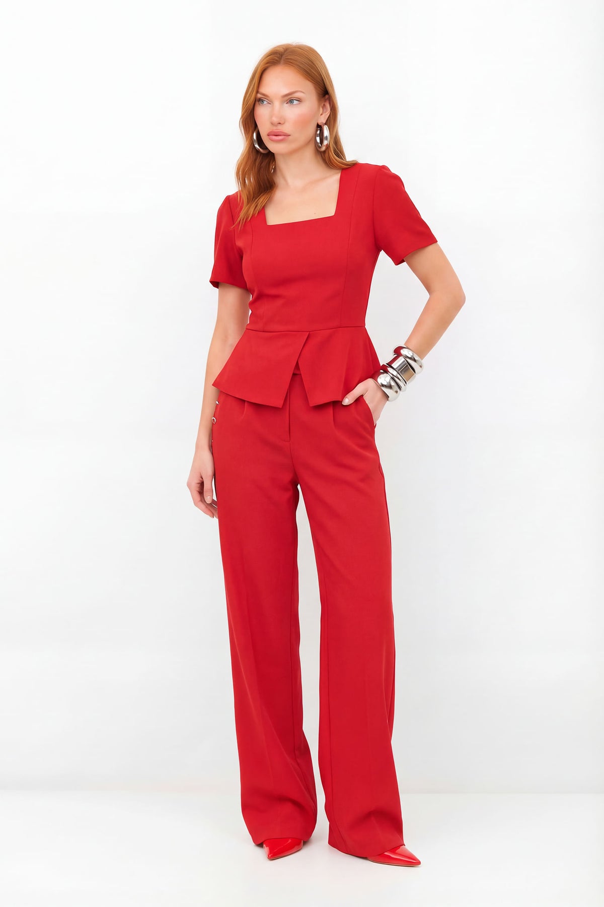 Calça Alfaiataria Reta ACT Feminina Hot Red