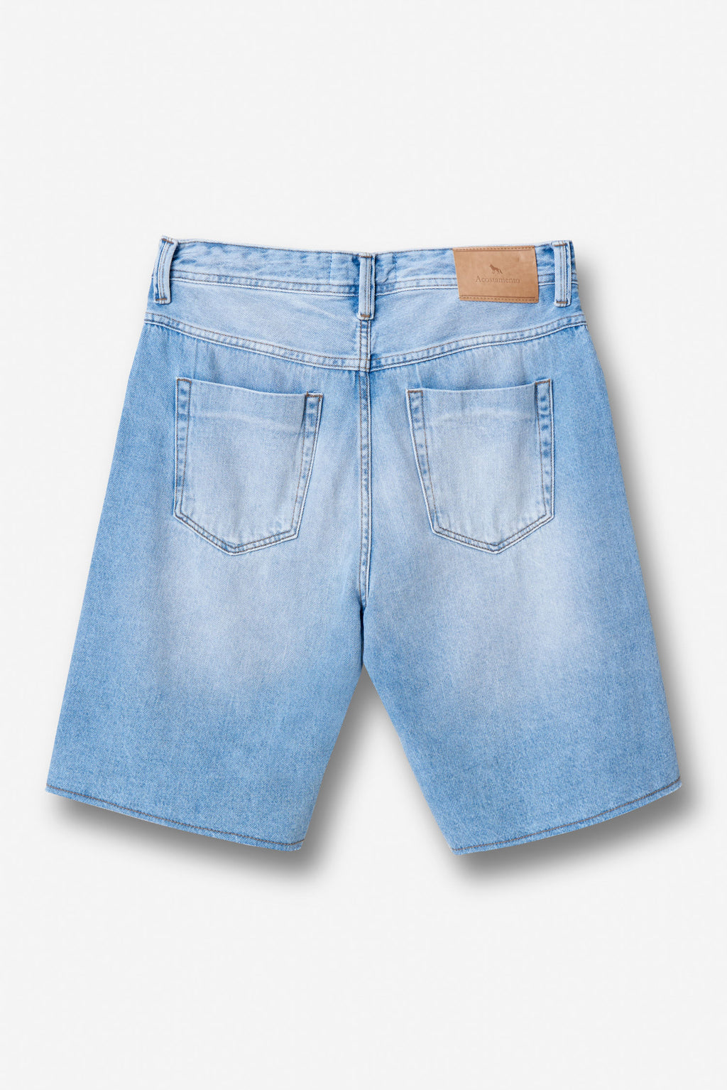 Bermuda Jeans Reta Masculina Acostamento Jeans Claro