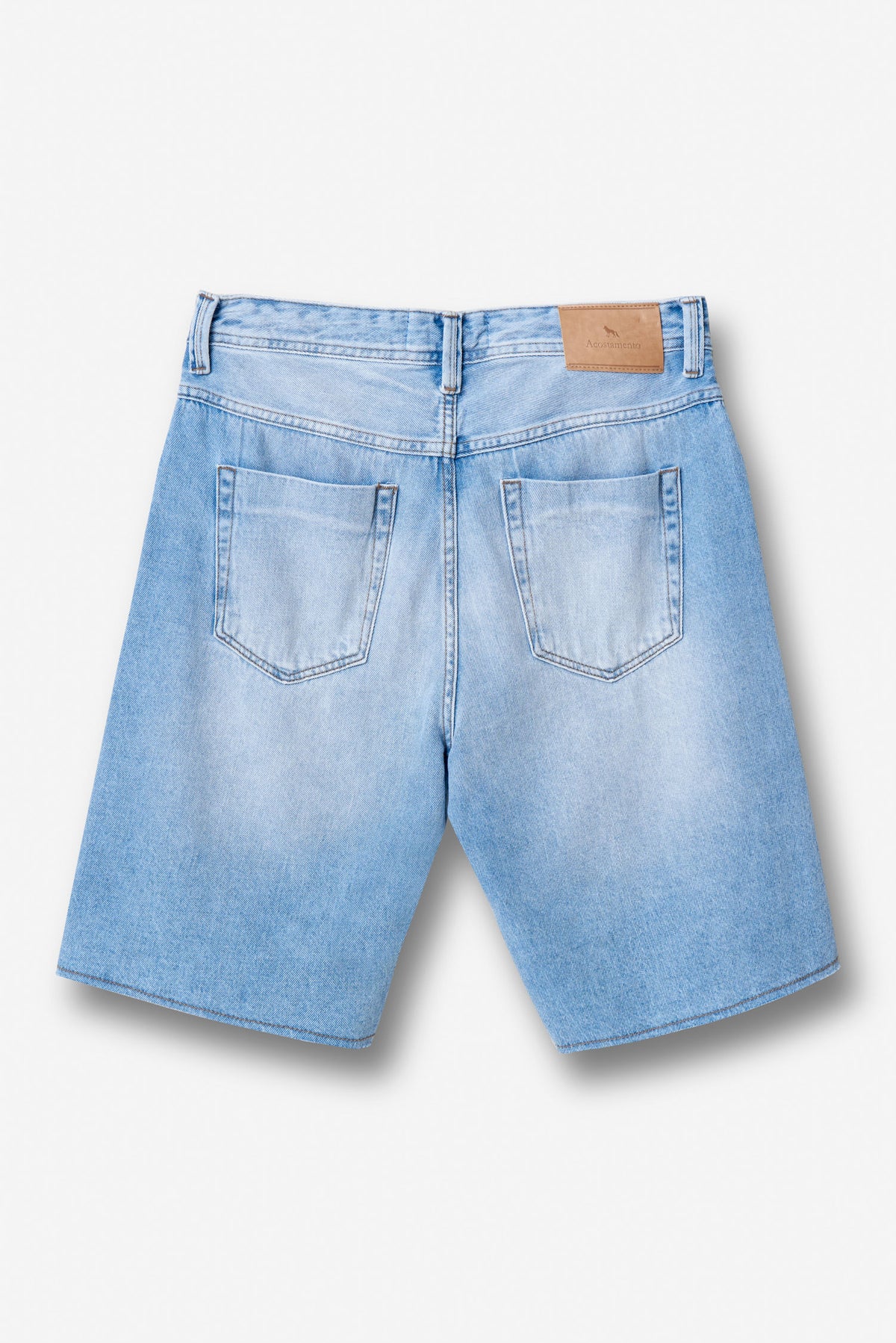 Bermuda Jeans Reta Masculina Acostamento Jeans Claro