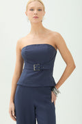 Blusa Sem Alças Com Cinto ACT Feminina Royal Blue