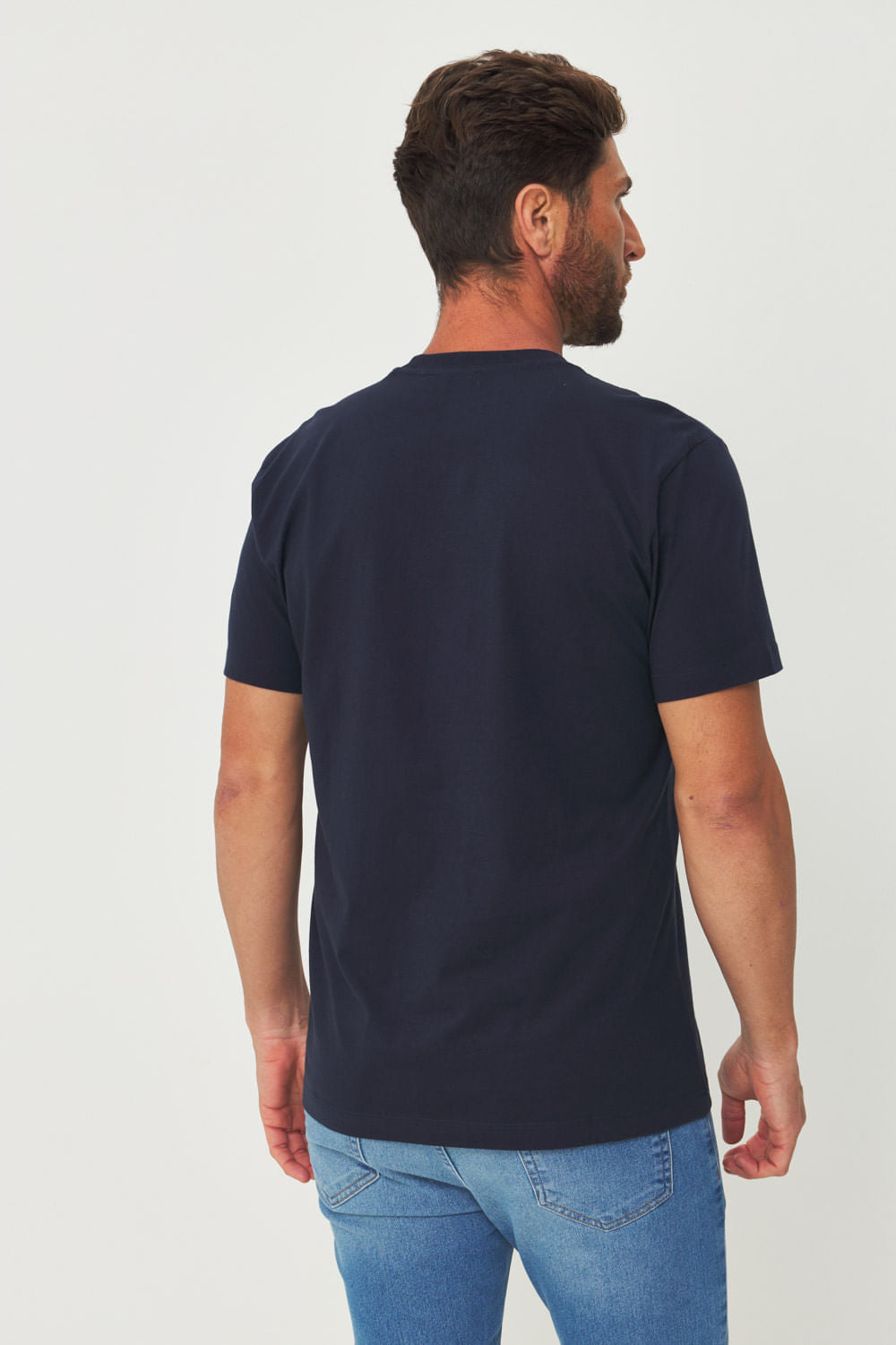Camiseta Lettering Lobo Masculino Acostamento Marinho