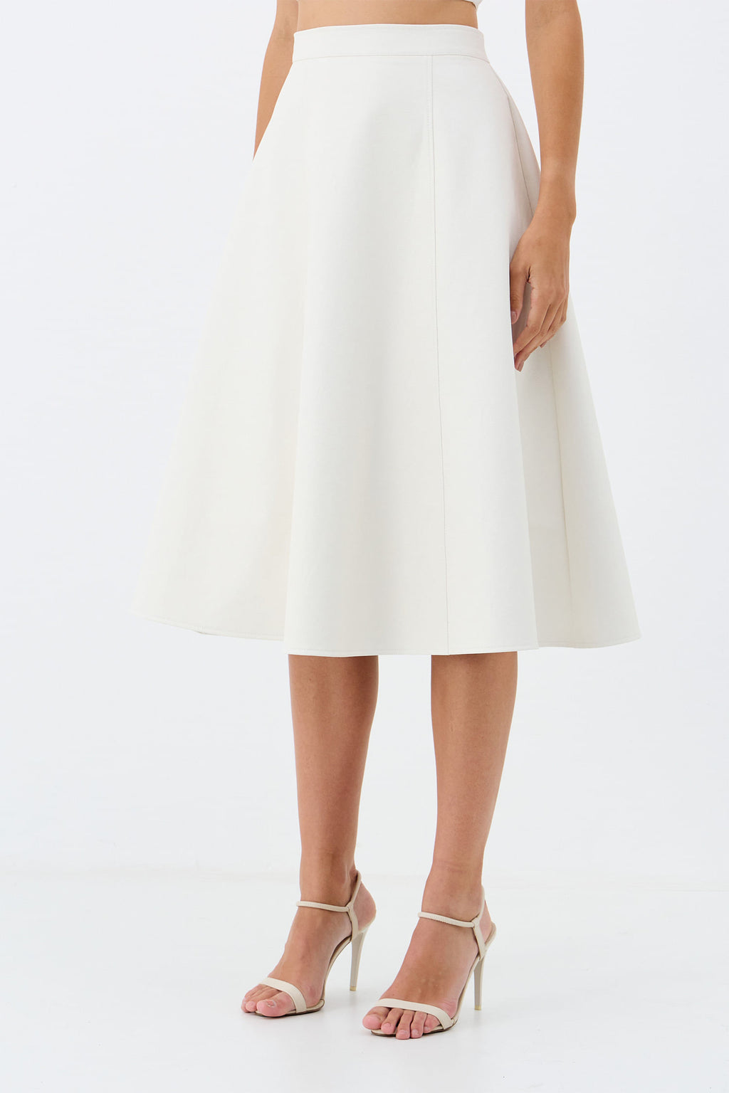 Saia Midi PU ACT Feminino Off White