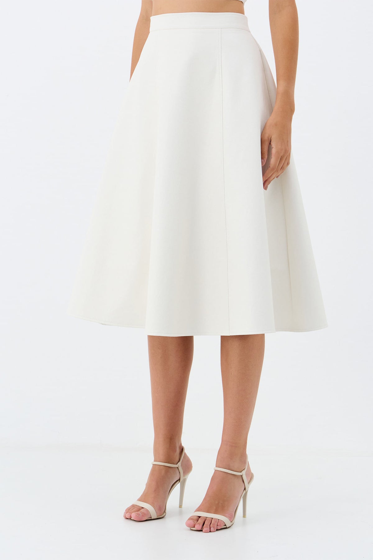 Saia Midi PU ACT Feminino Off White
