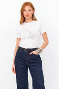 T-Shirt Com Bordado Em Relevo ACT Feminina Off White