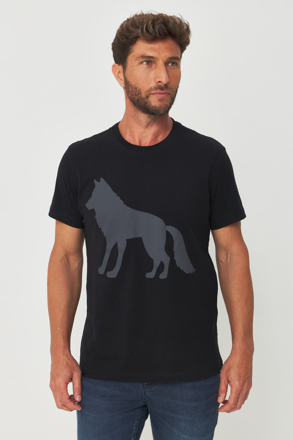 Camiseta Casual Estampada Masculino Acostamento Preto