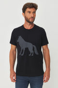 Camiseta Casual Estampada Masculino Acostamento Preto