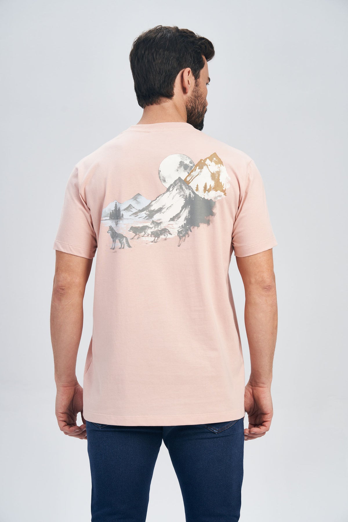 Camiseta Mountains Masculina Acostamento Rosa Cha