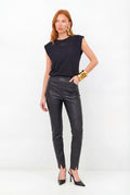 Calça PU Com Zíper ACT Feminina Preto