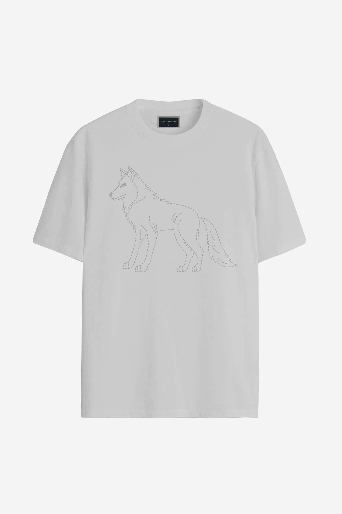 Camiseta Estampa Lobo Masculina Acostamento Branco
