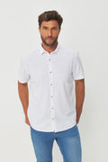 Camisa Casual Manga Curta Masculino Acostamento Branco