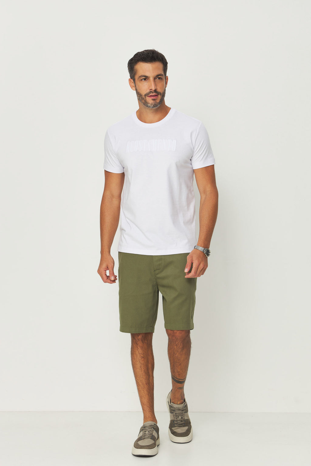 Bermuda Cotton Moderna Masculina Acostamento Verde