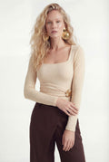 Blusa Manga Longa Texturizada ACT Feminina Classic Cream