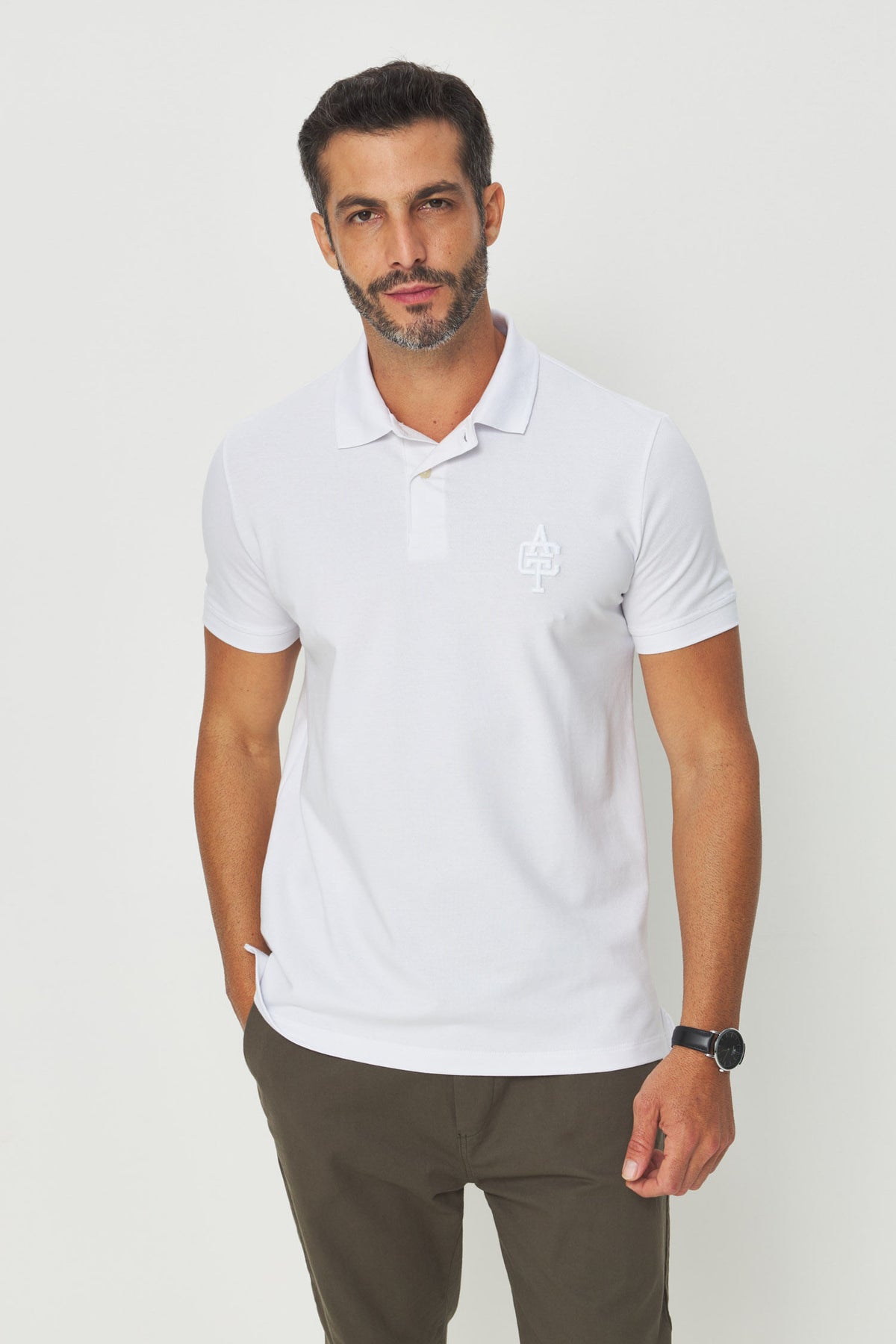 Polo Bordado ACT Masculina Acostamento Branco