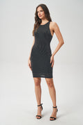 Vestido Black Transpasse Feminino Acostamento Preto C/ Prata