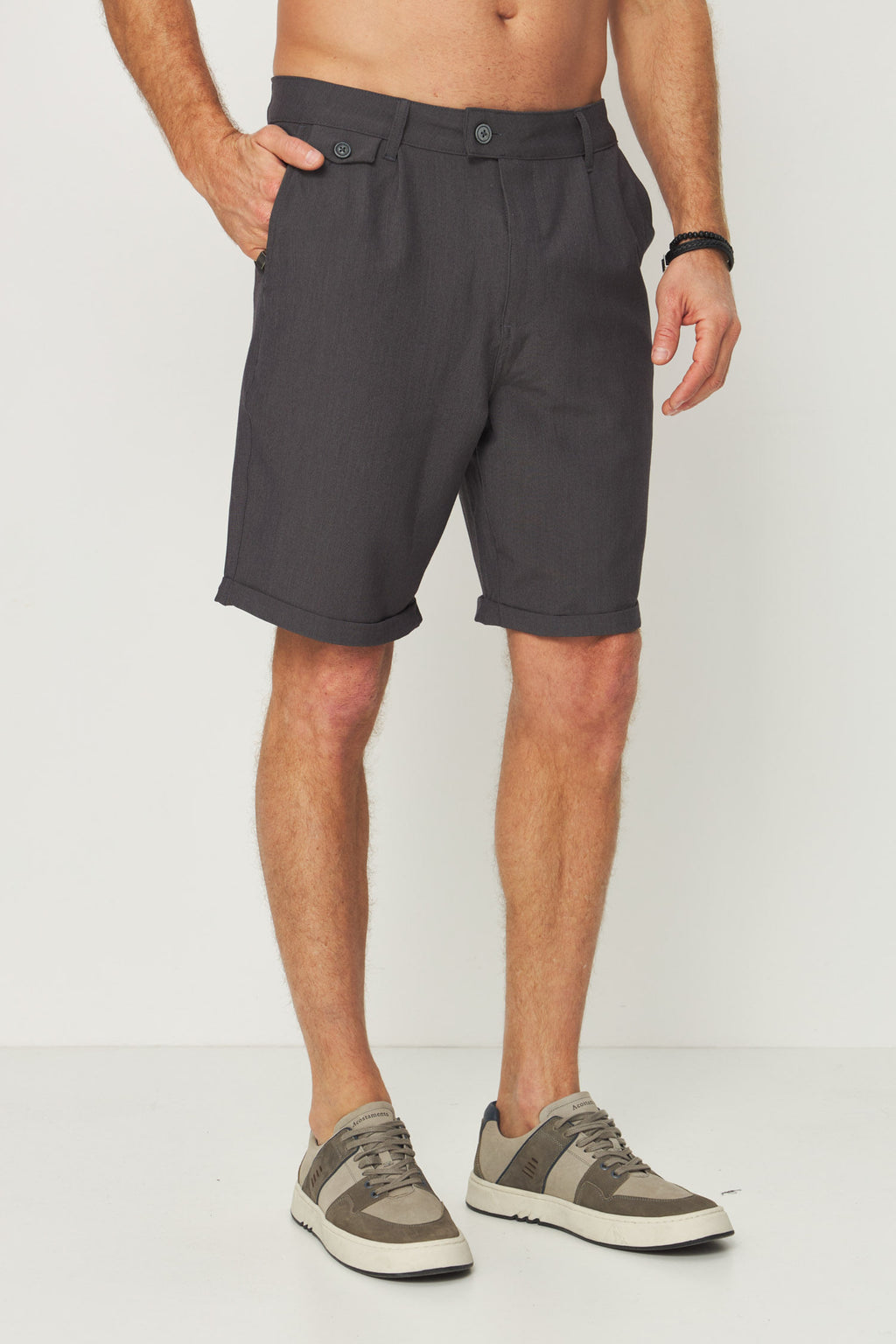 Bermuda Alfaiataria Masculina Acostamento Chumbo
