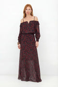 Saia Longa Fluida Estampada ACT Feminina Velvet Garden
