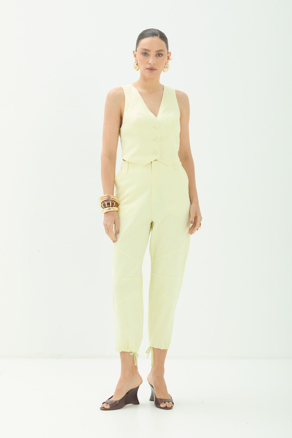 Calça Com Amarração ACT Feminina Light Yellow