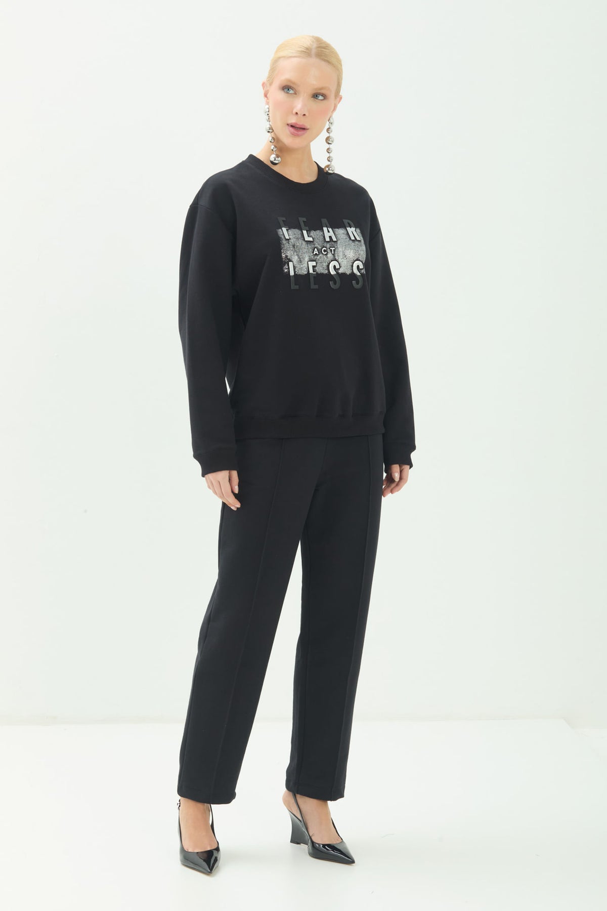 Blusão Moletom Com Estampa ACT Feminino Preto