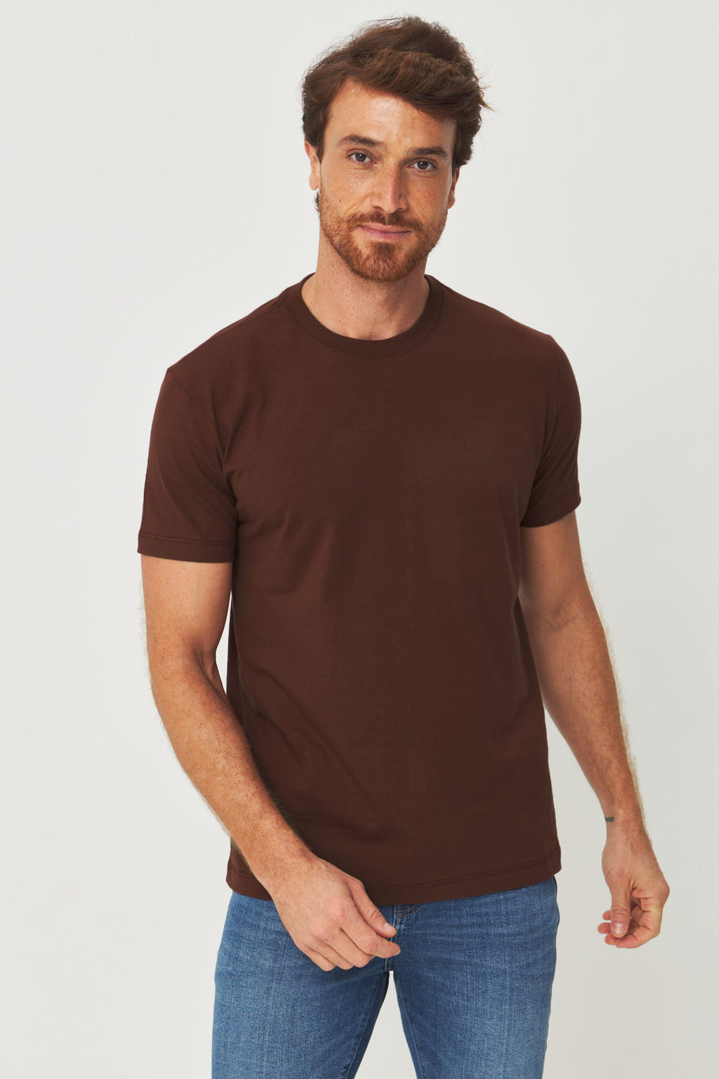 Camiseta Básica Clean Masculina Acostamento Marrom Ipe