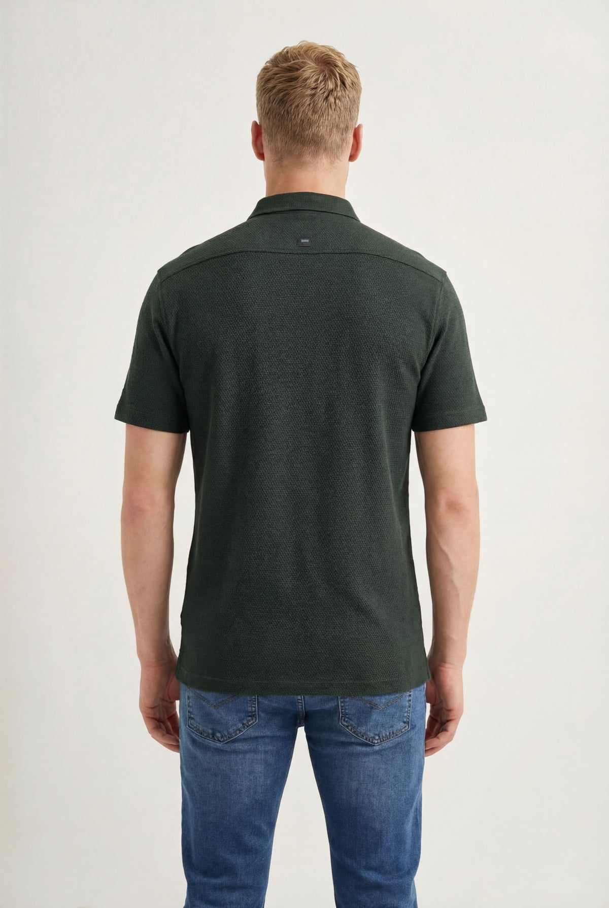 Camisa Manga Curta Masculina Acostamento Verde Folhagem
