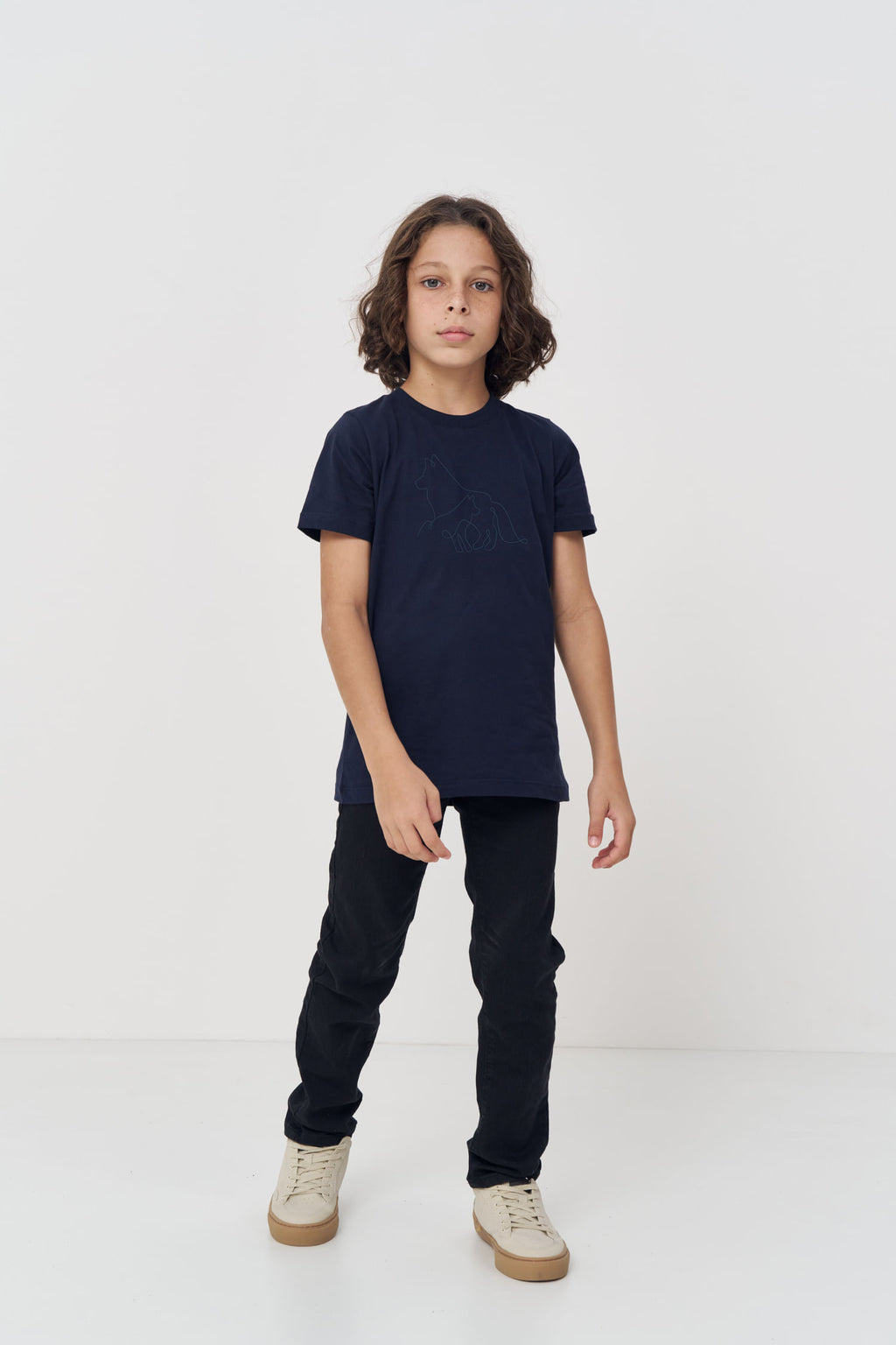 Camiseta Duo Lobo Menino Acostamento Next Marinho