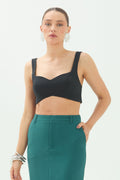Top Básico Casual Feminino Acostamento Preto