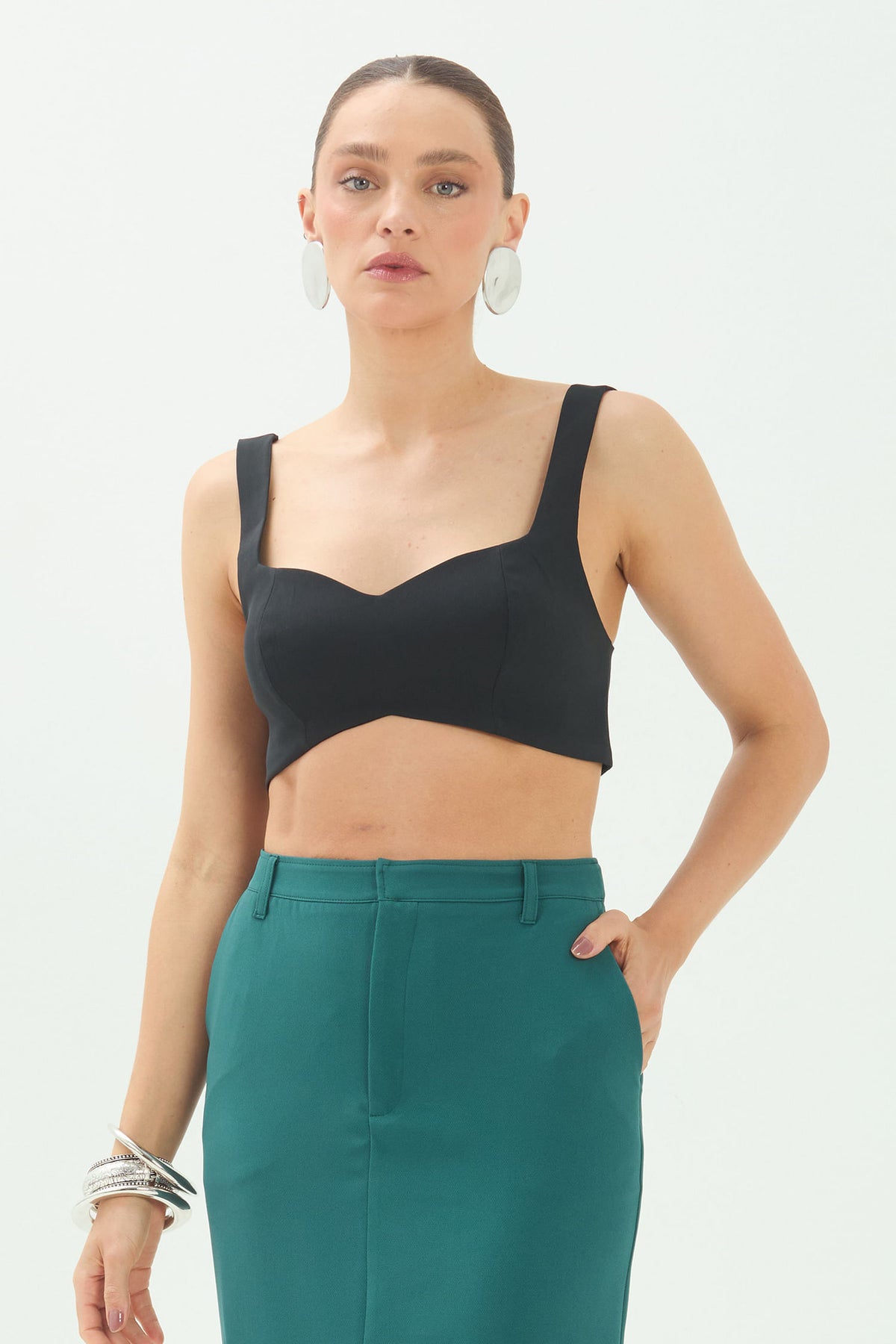 Top Básico Casual Feminino Acostamento Preto