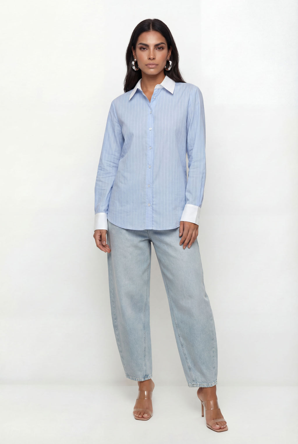 Camisa Com Listras ACT Feminina Calm Blue C/ Off