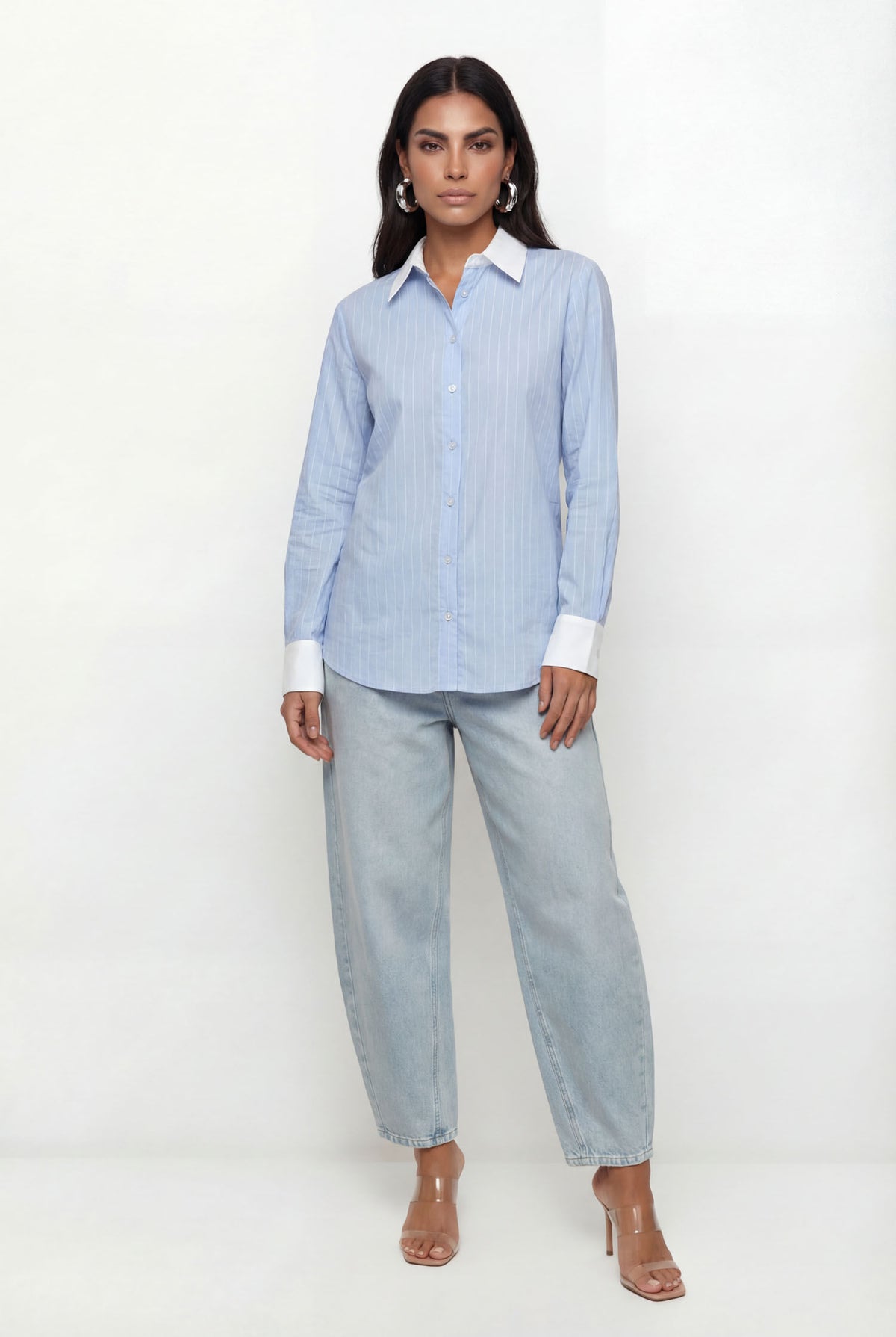 Camisa Com Listras ACT Feminina Calm Blue C/ Off