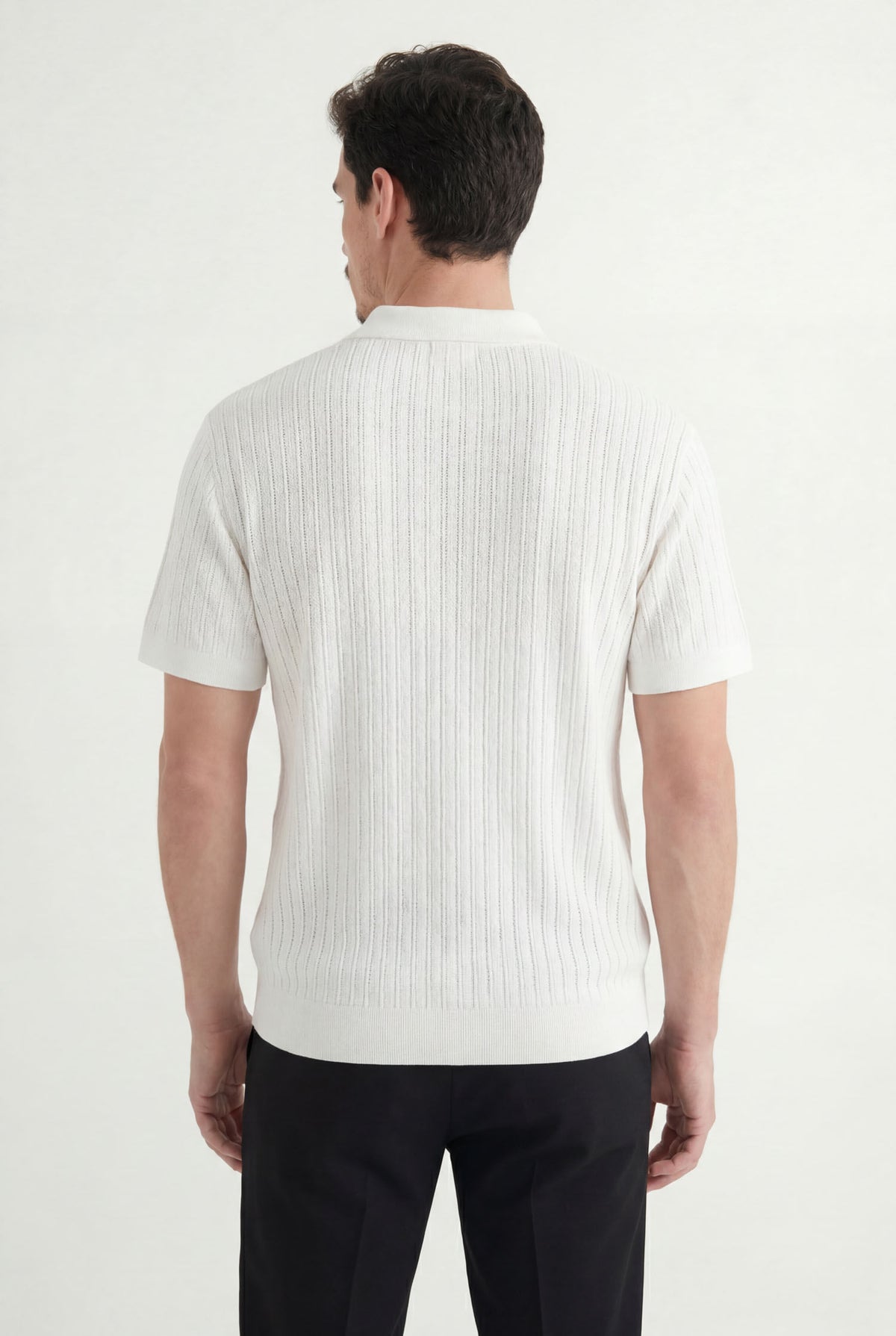 Polo Tricot Texturizado Masculina Acostamento Off White
