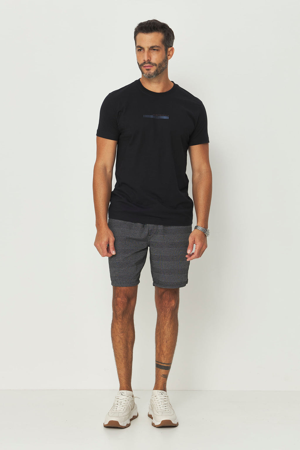 Bermuda Casual Com Bolsos Masculino Acostamento Preto