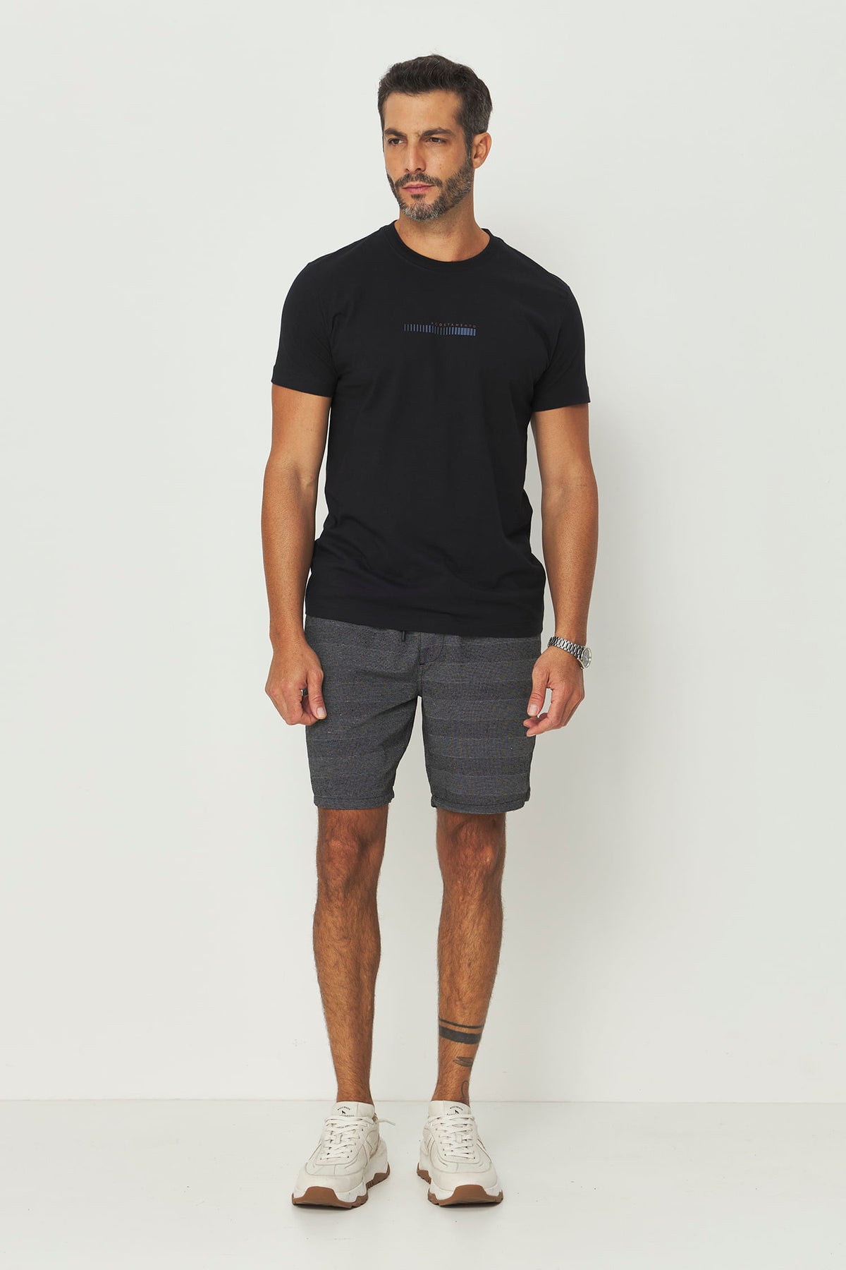 Bermuda Casual Com Bolsos Masculino Acostamento Preto